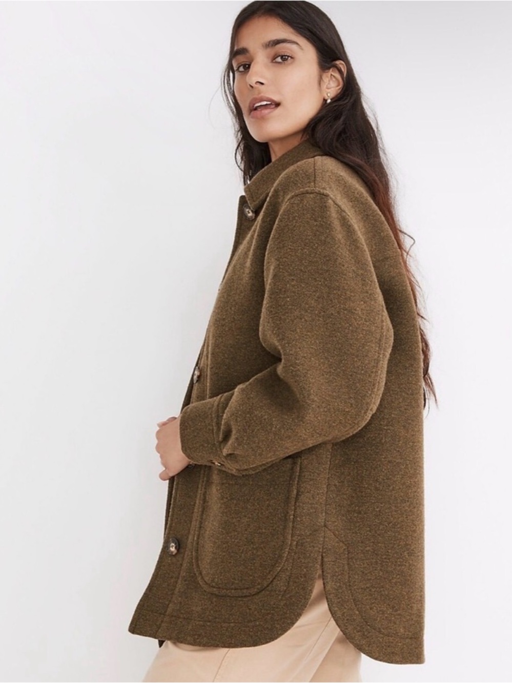 Madewell Olive Wool-Blend Pea Coat - Picture 4 of 7